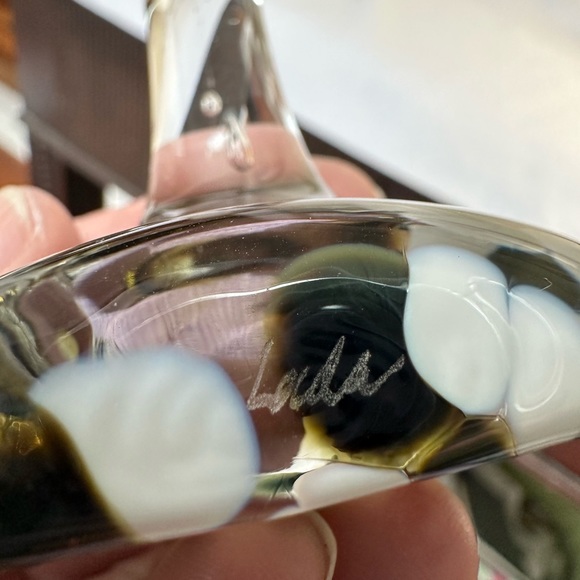 Artisan Lada Bohac glass heart wine stopper - ring holder signed - Picture 8 of 8